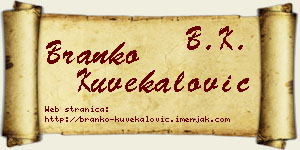 Branko Kuvekalović vizit kartica